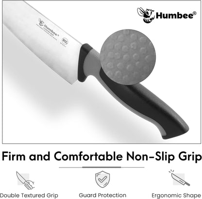 7.5-Inch Nakiri Knife, High Carbon Stainless Steel Hollow Grind Blade, Razor Sharp Edge, Ergonomic Non-Slip Handle, Cleaver Style, DT-50 Series, Orange