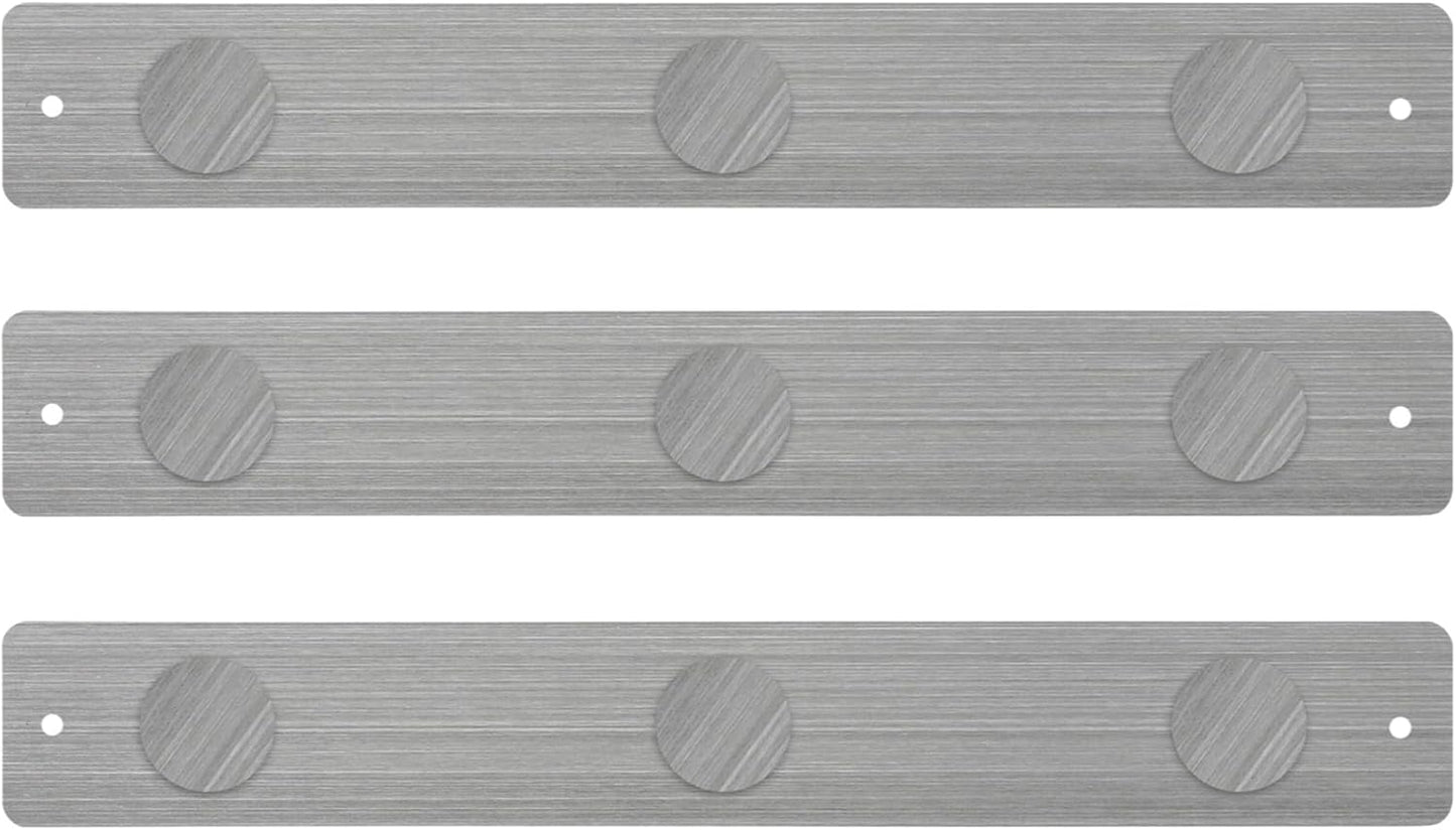 Three by Three Magnetic Strip Bulletin Board Long Wide – 12" x 3" Metal Organizer with Strong Magnets & Wall-Mounting Hardware for Home, Office, or Dorm (3 Pack) Matte White