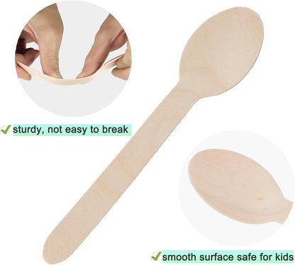 200 Disposable Knives - 6.5 Inch Long Wooden Cutlery - Biodegradable Silverware for Catering Formal Events, Parties, Picnics, Camping, Travel, Weddings, and Other Occasions