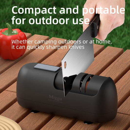 Electric Knife Sharpener, 3-Stage Professional Sharpening with Diamond Abrasives for Kitchen, Serrated Knives