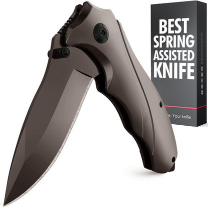 Pocket Knife for Men - Tactical Gear with Glass Breaker and Pocket Clip - Sharp Folding Knives for EDC, Outdoor Cooking, Cutting Cake - Kitchen Utensils & Gadgets - Gifts for Husband, Dad 6495 B