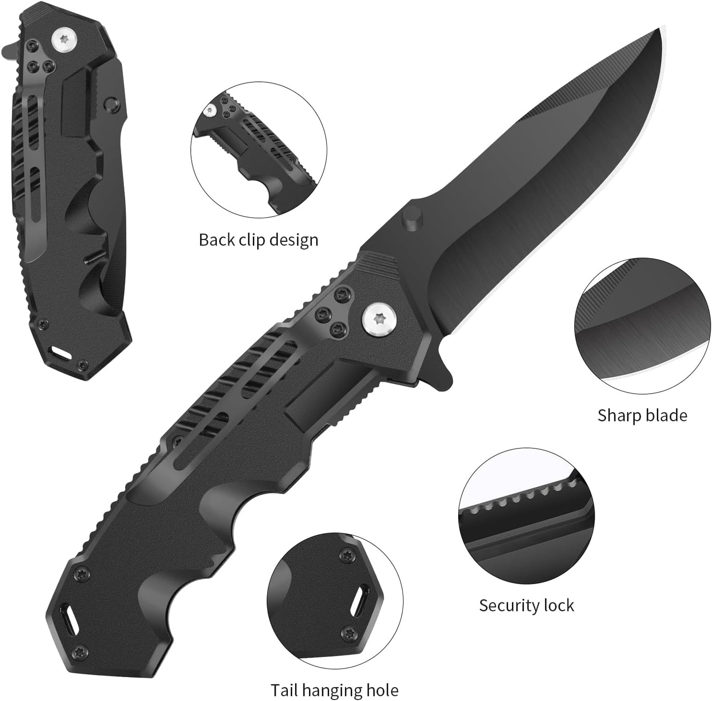 4-Pack Pocket Knife Set – Assisted Opening, Liner Lock, EDC Work Knife for Men, Bulk Gift Box Ready, Laser Engraving, Camping & Utility (4 Knives)