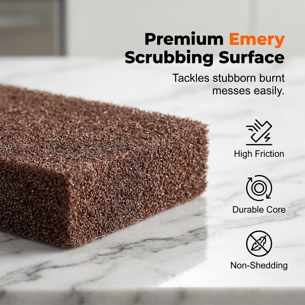 Magic Cleaning Sponge Rust Remover, 2026 New Carborundum Sponge, Sponge Brush Eraser Scrub Pad, Kitchen Cleaning Sponge for Removing Rust Cleaning Pots and Pans (Sponge*2+Handle*2)