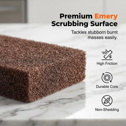 Magic Cleaning Sponge Rust Remover, 2026 New Carborundum Sponge, Sponge Brush Eraser Scrub Pad, Kitchen Cleaning Sponge for Removing Rust Cleaning Pots and Pans (Sponge*2+Handle*2)