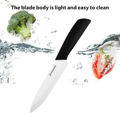 Magiware Ceramic Knives, Ceramic Knife Set with Sheaths Cover -Sharp Longer Never Rust (include 6 Inch Chef Knife, 5inch Utility Knife, and 4 Inch Paring Knife