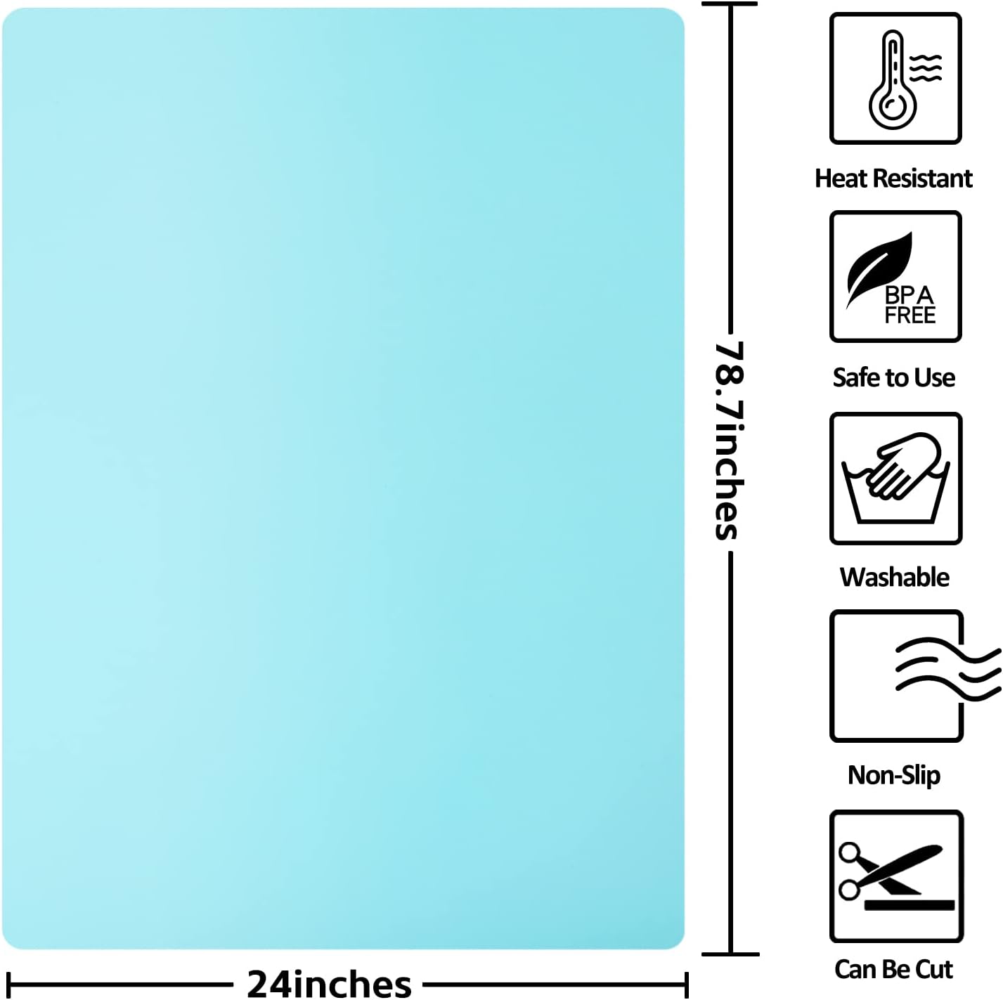 Silicone Mats for Kitchen Counter Thicker Extra Large Heat Resistant Mats Countertop Protector Liners for Bottom of Oven Air Fryer Coffee Maker, 24" x 16" x 2 mm, Translucent