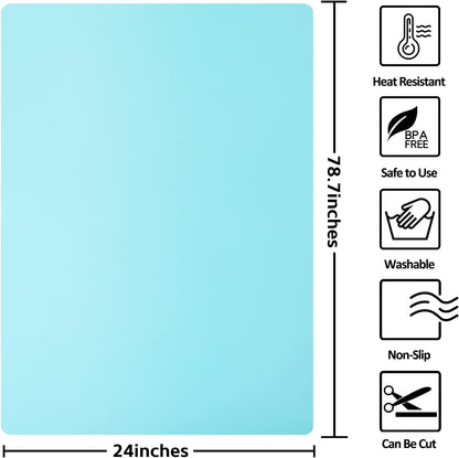 Silicone Mats for Kitchen Counter Thicker Extra Large Heat Resistant Mats Countertop Protector Liners for Bottom of Oven Air Fryer Coffee Maker, 24" x 16" x 2 mm, Translucent