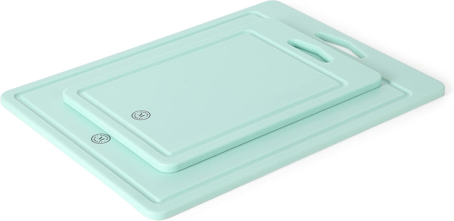 Martha Stewart Bpa Free Plastic Cutting Board 2pc Set (16" x 12" and 12" x 8") - Grey - Dishwasher Safe