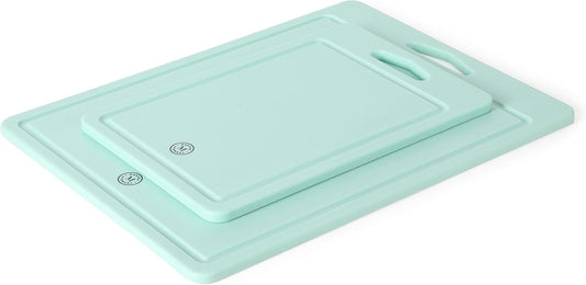 Martha Stewart Bpa Free Plastic Cutting Board 2pc Set (16" x 12" and 12" x 8") - Grey - Dishwasher Safe