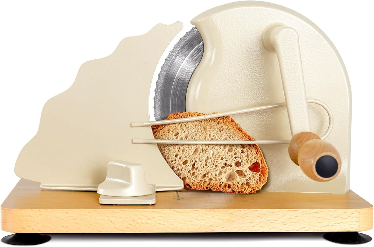 Manual Bread Slicer for Homemade Bread, Bread Cutter for Adjustable and Even Slices, Classic Hand Crank Sourdough Slicer with Scale Line & Powerful Suction Cup, Sharp Stainless Steel Blade (Black)