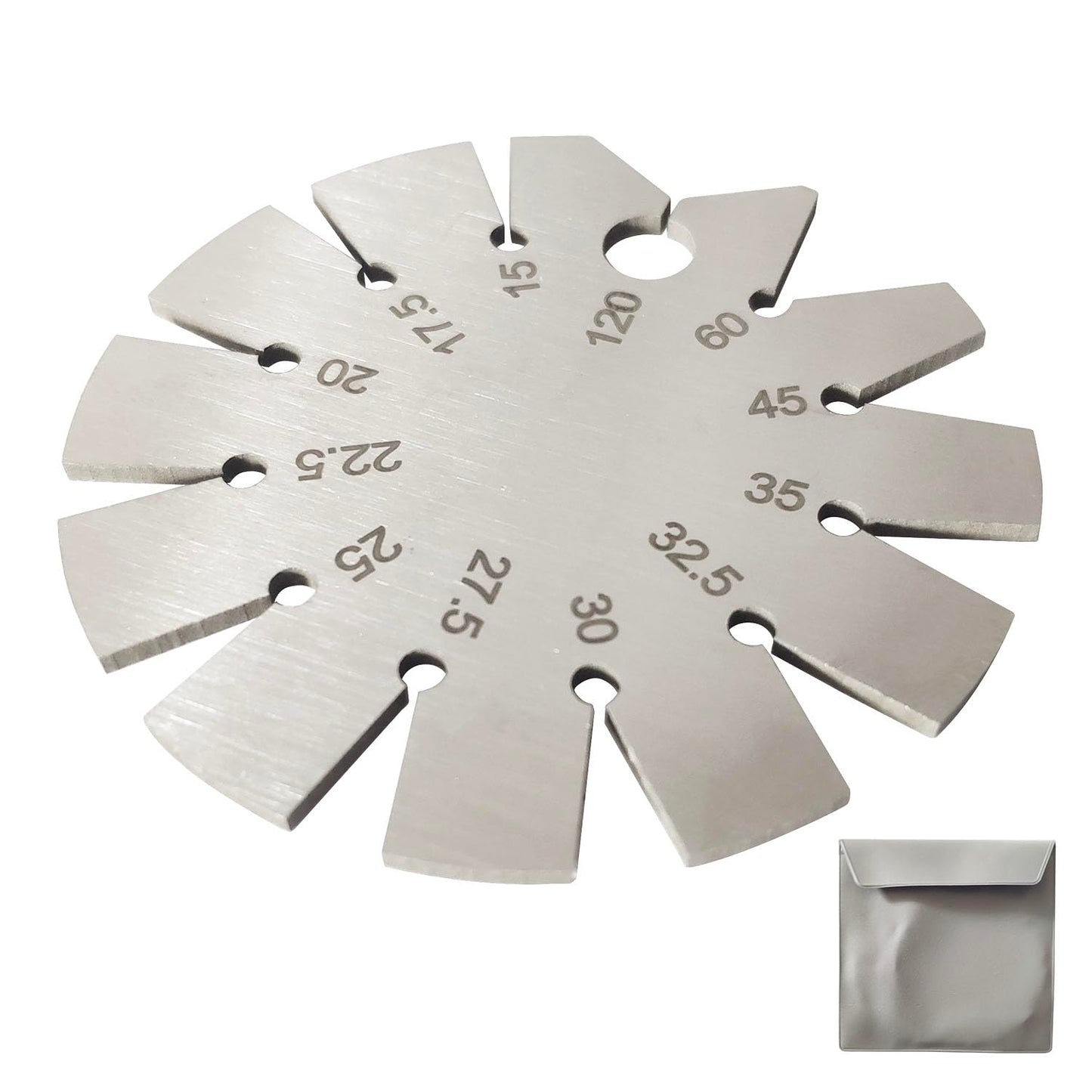 1 Piece Stainless Steel Bevel Gauge Axe Angle Gauge Round Shape Knife Angle Finder Knife Blade 15-120 Degree for Measuring Knife Angle