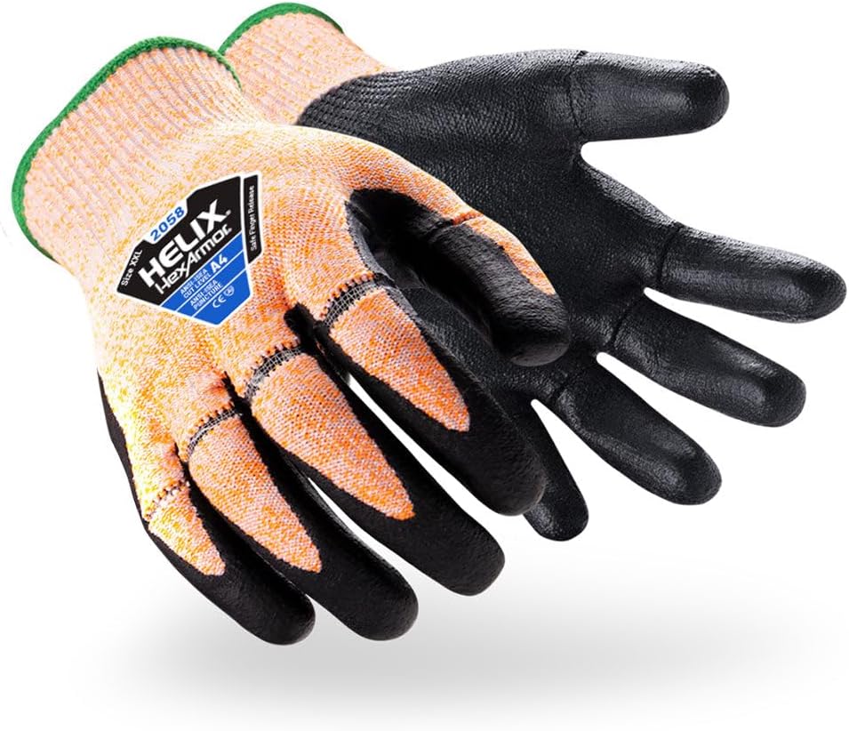 HexArmor Cut-Resistant Impact Protection Polyurethane Palm Knit Work Gloves | Helix® Core 3012