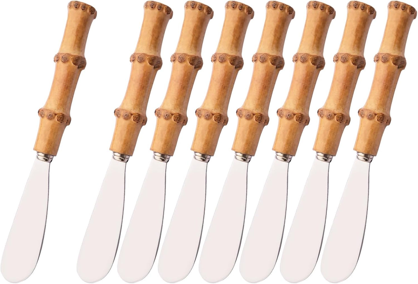 12 Pcs Cheese Spreader Knives, Stainless Steel Butter Spreader with Bamboo Handle, Kitchen Use Butter Knives Set, For Sandwich Cream Jam Bread Cake Condiment, 6.3 inch