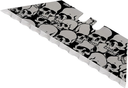 NDZ Performance Serrated Steel Blade Replacement for Utility Knife & Box Cutters, Custom Double Sided Laser Engraved Designs, Silver - Skull - 3 Pack