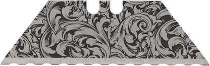 NDZ Performance Serrated Steel Blade Replacement for Utility Knife & Box Cutters, Custom Double Sided Laser Engraved Designs, Silver - Skull - 3 Pack