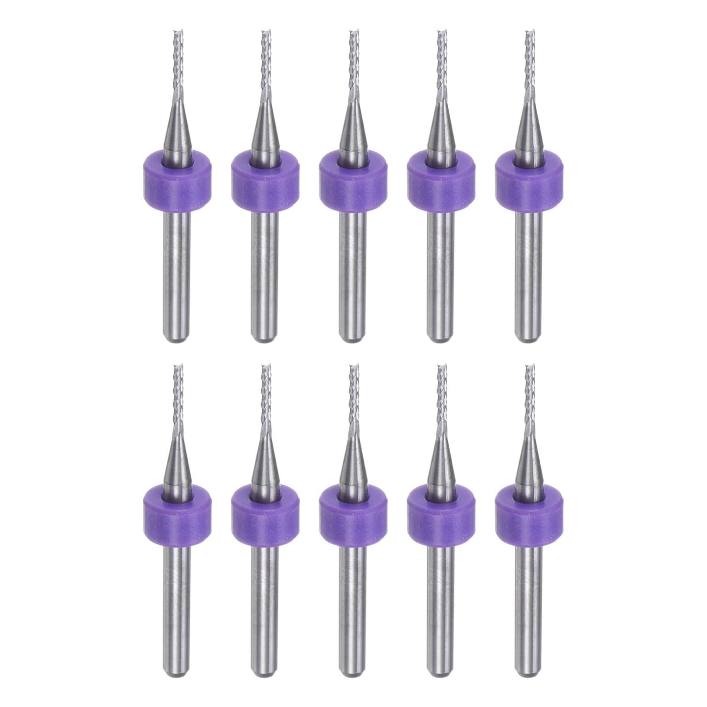 HARFINGTON 10pcs End Mill Bits 0.8mm Solid Carbide CNC Router Bits Engraving Cutter Tools for PCB Circuit Board Milling Machine Wood Carving, 1/8" Straight Shank