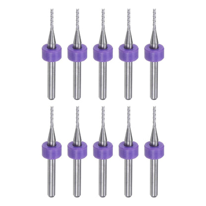 HARFINGTON 10pcs End Mill Bits 0.8mm Solid Carbide CNC Router Bits Engraving Cutter Tools for PCB Circuit Board Milling Machine Wood Carving, 1/8" Straight Shank