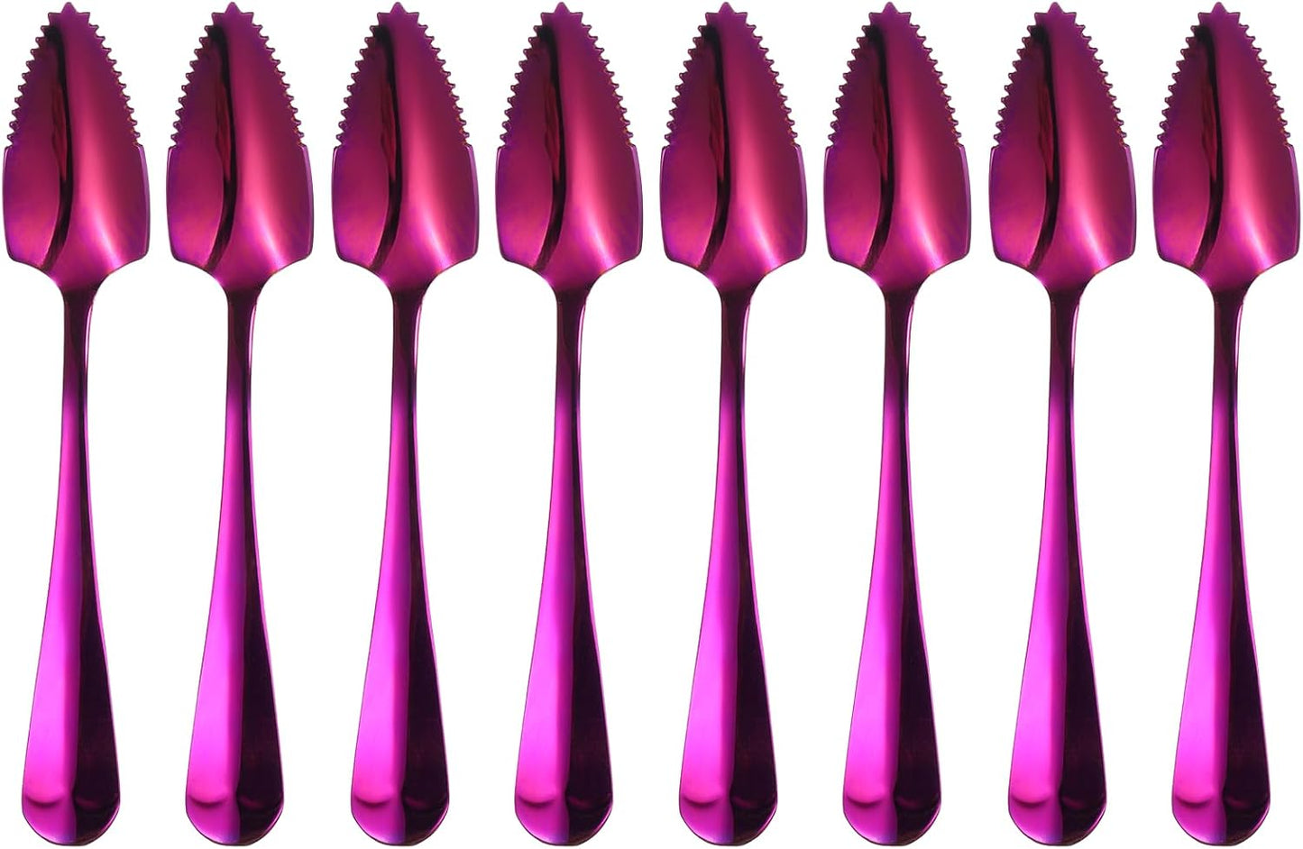 uxcell 4Pcs Grapefruit Spoons, Stainless Steel Fruit Utensils Spoon with Serrated Edge Thick Gauge Handle Grapefruit Knife Tool Mirror Finish for Citrus Melon Dessert, Purple