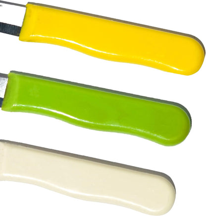 Micro Plus High Carbon Plain Stainless Steel Kitchen Knife Set, Multicolor Plastic Handles, 10 Pack, 420 Grade Blade (Plain)