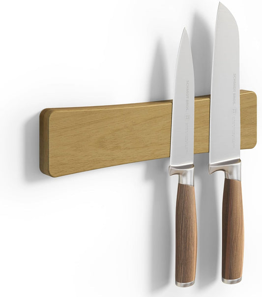 Magnetic Knife Holder for Wall, 16" Acacia Wood No Drill Knife Magnet Strip Use as Tool Key Storage Knife Bar, Powerful Wall Mounted Magnetic Knife Rack for Refrigerator & Kitchen Utensil Organizer
