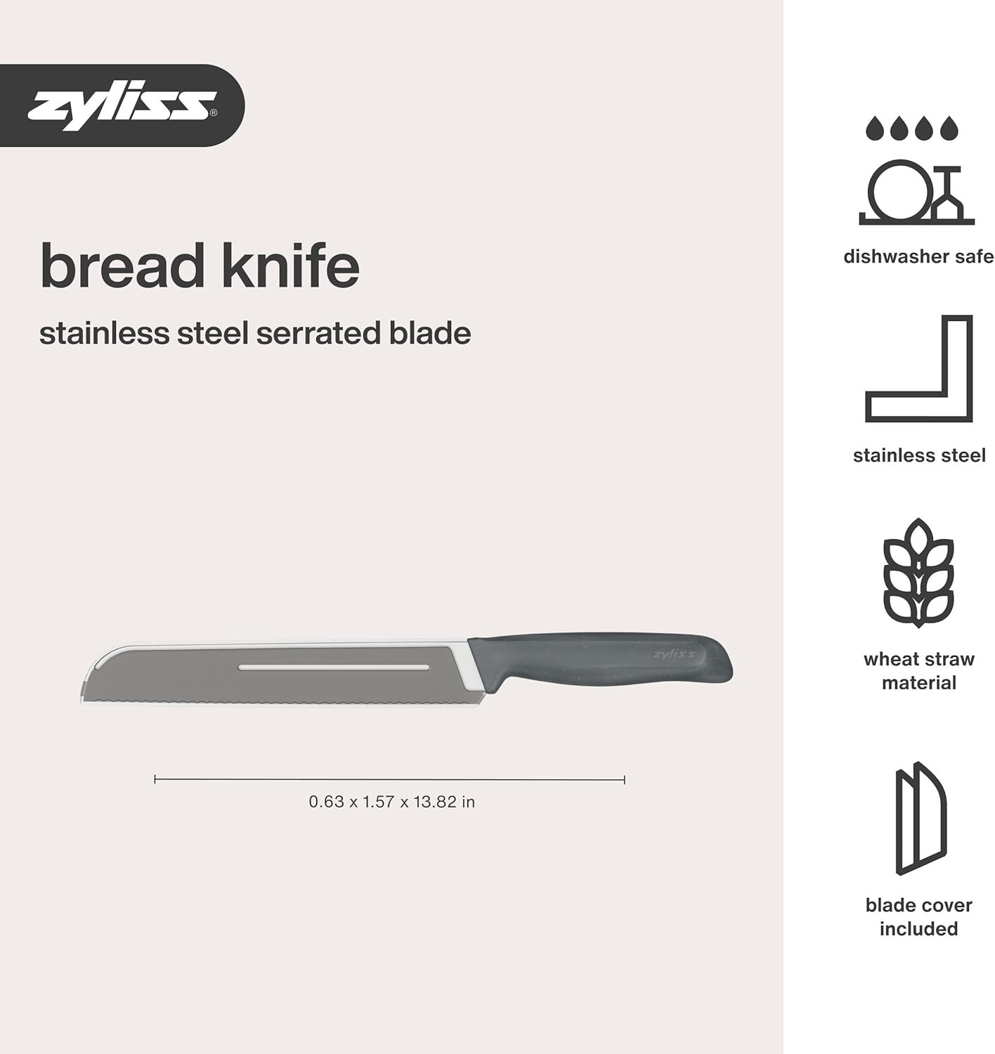 Zyliss Bread Knife - Serrated Bread Knife with Ergonomic Handle - Stainless Steel Kitchen Blade - Sharp Serrated Blade for Precision Slicing - Kitchen Tool for Everyday Use