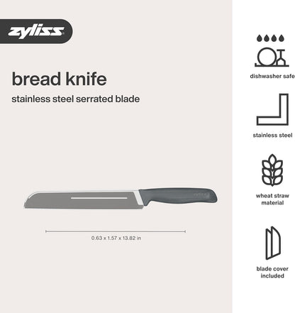 Zyliss Bread Knife - Serrated Bread Knife with Ergonomic Handle - Stainless Steel Kitchen Blade - Sharp Serrated Blade for Precision Slicing - Kitchen Tool for Everyday Use