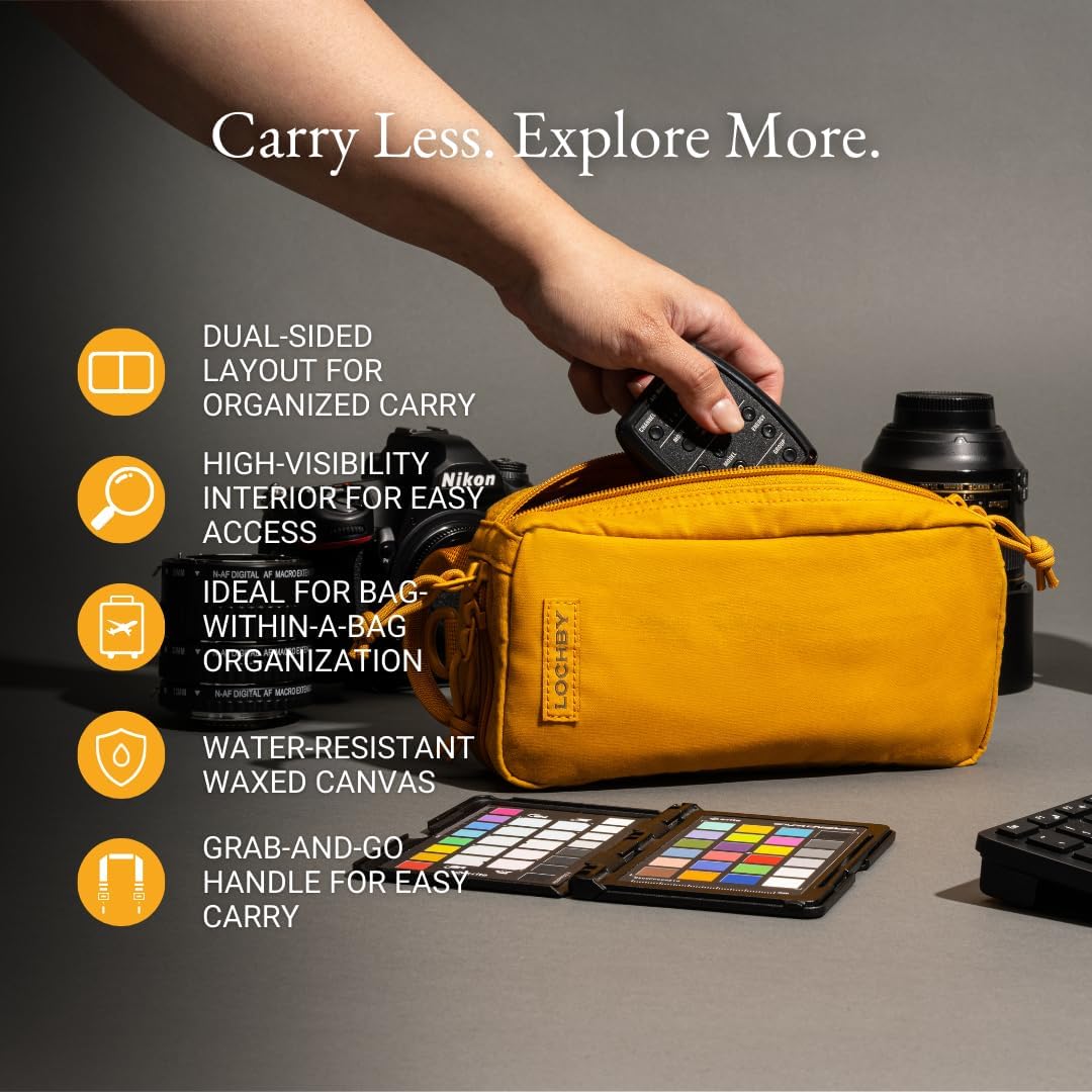 LOCHBY® Venture Pouch | Multipurpose Tactical Tool Bag | Water Resistant Waxed Canvas | Dual-Sided Zipper Pouch | for Motorcycle, Bike, EDC, Pen, Pencil, Art, Tech & Travel