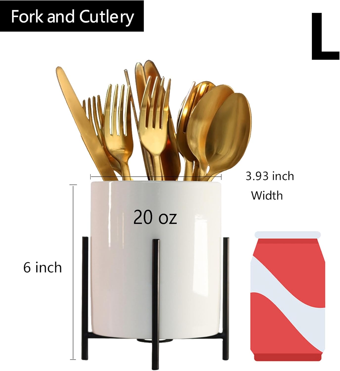 Utensil Organizer for kitchen, Knives and Forks with Shiny metal frame Tray for Farmhouse Kitchen Decor and Countertop(6.3 * 4.33inch)