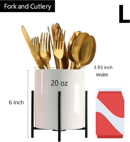 Utensil Organizer for kitchen, Knives and Forks with Shiny metal frame Tray for Farmhouse Kitchen Decor and Countertop(6.3 * 4.33inch)
