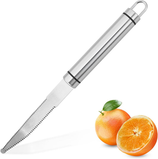 Stainless Steel Grapefruit Knife Curved Serrated Blade - Ergonomic Fruit Cutter for Citrus, Kitchen Tool with Dishwasher Safe Design