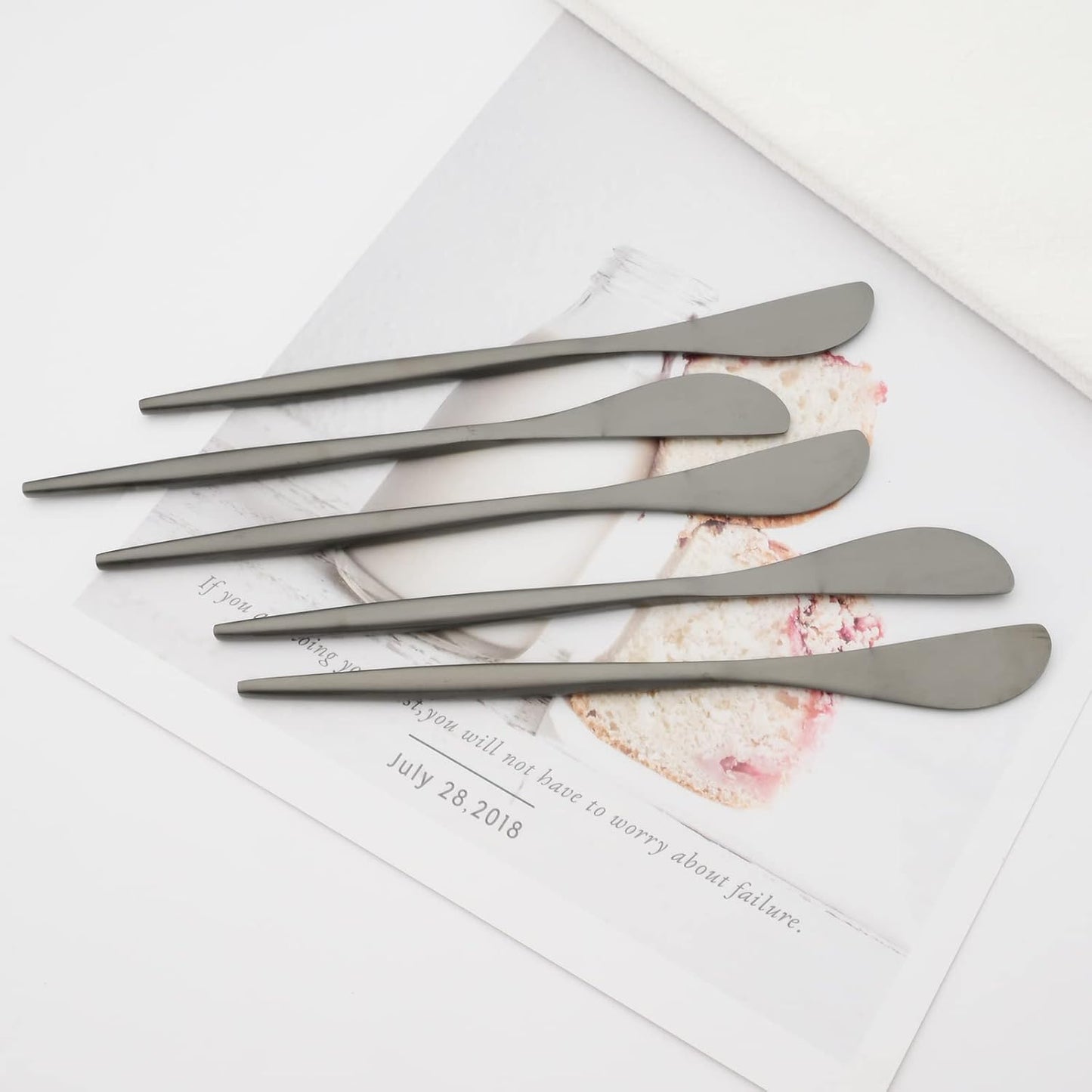 10 Pack Gold Cheese Spreader Knife, Uniturcky Stainless Steel Butter Spreader, 6.9 inches, Condiment Knives for Peanut Sandwich Cream Breakfast Dessert, Matte Serving Utensils