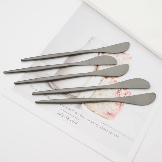 10 Pack Gold Cheese Spreader Knife, Uniturcky Stainless Steel Butter Spreader, 6.9 inches, Condiment Knives for Peanut Sandwich Cream Breakfast Dessert, Matte Serving Utensils