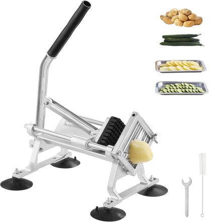 VEVOR Commercial Vegetable Slicer, 1/4 and 1/2 inch Tomato Slicer, Stainless Steel and Aluminum Alloy Vegetable Cutter Slicer, Manual Tomato Slicer with Non-slip Feet, for Tomatoes, Onions, Potatoes