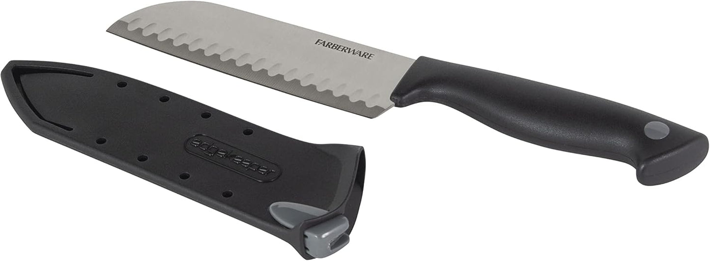 Farberware EdgeKeeper 6 Inch Chef Knife with Self-Sharpening Blade Cover, High-Carbon Stainless Steel Kitchen Knife for Slicing, Dicing, and Mincing