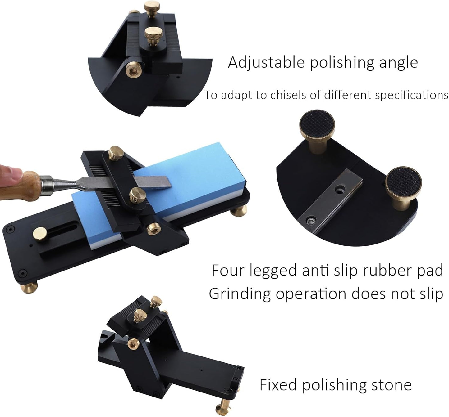 Chisel Sharpening Jig with Fixed Angle Sharpening System,Anodized Aluminum Honing Guide & Dual-Sided Whetstones (1000/6000 Grit) for Woodworking Tools, Planer Blades and Carving Knives