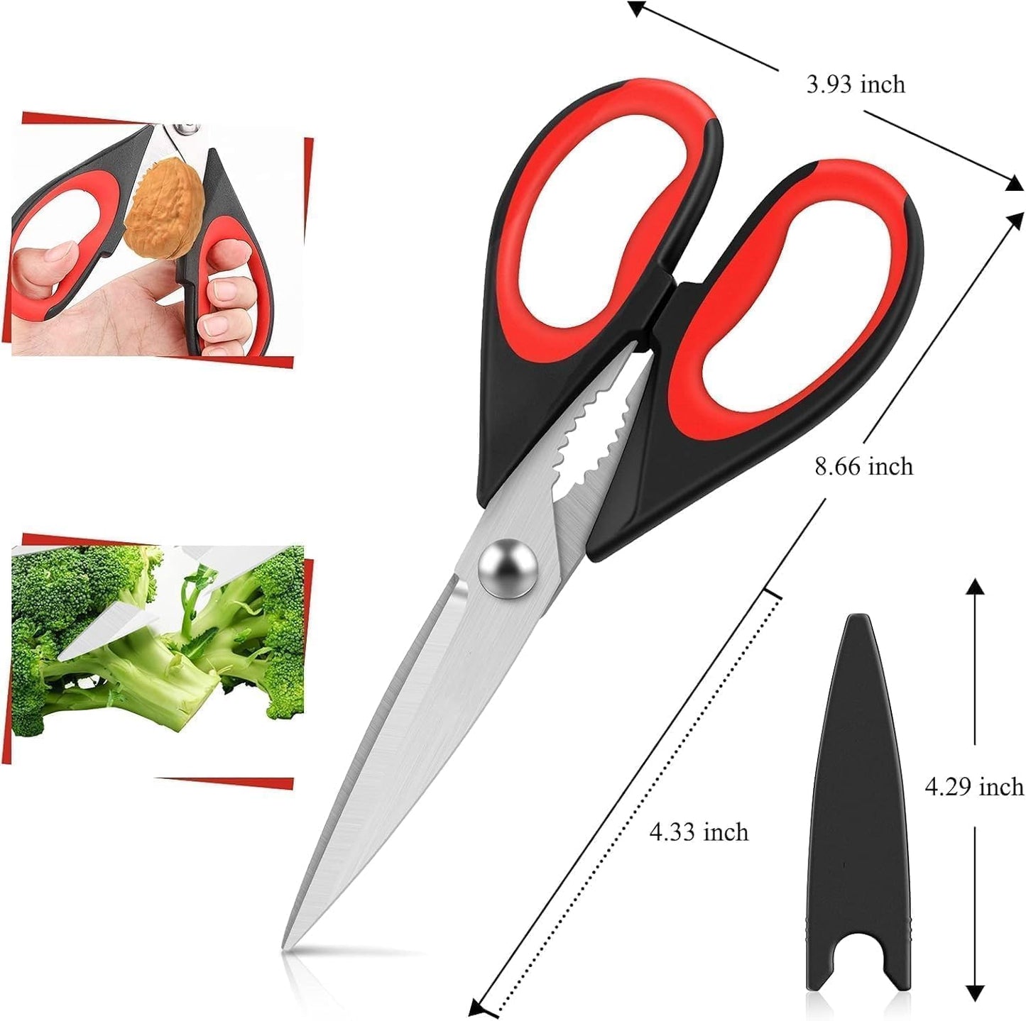 Kitchen Scissors All Purpose Heavy Duty, Kitchen Utensils Set, Stainless Steel Cooking Utensils Gadgets Meat Poultry Food Shears Dishwasher Safe Utility Tools Home (Orange, black and gray)