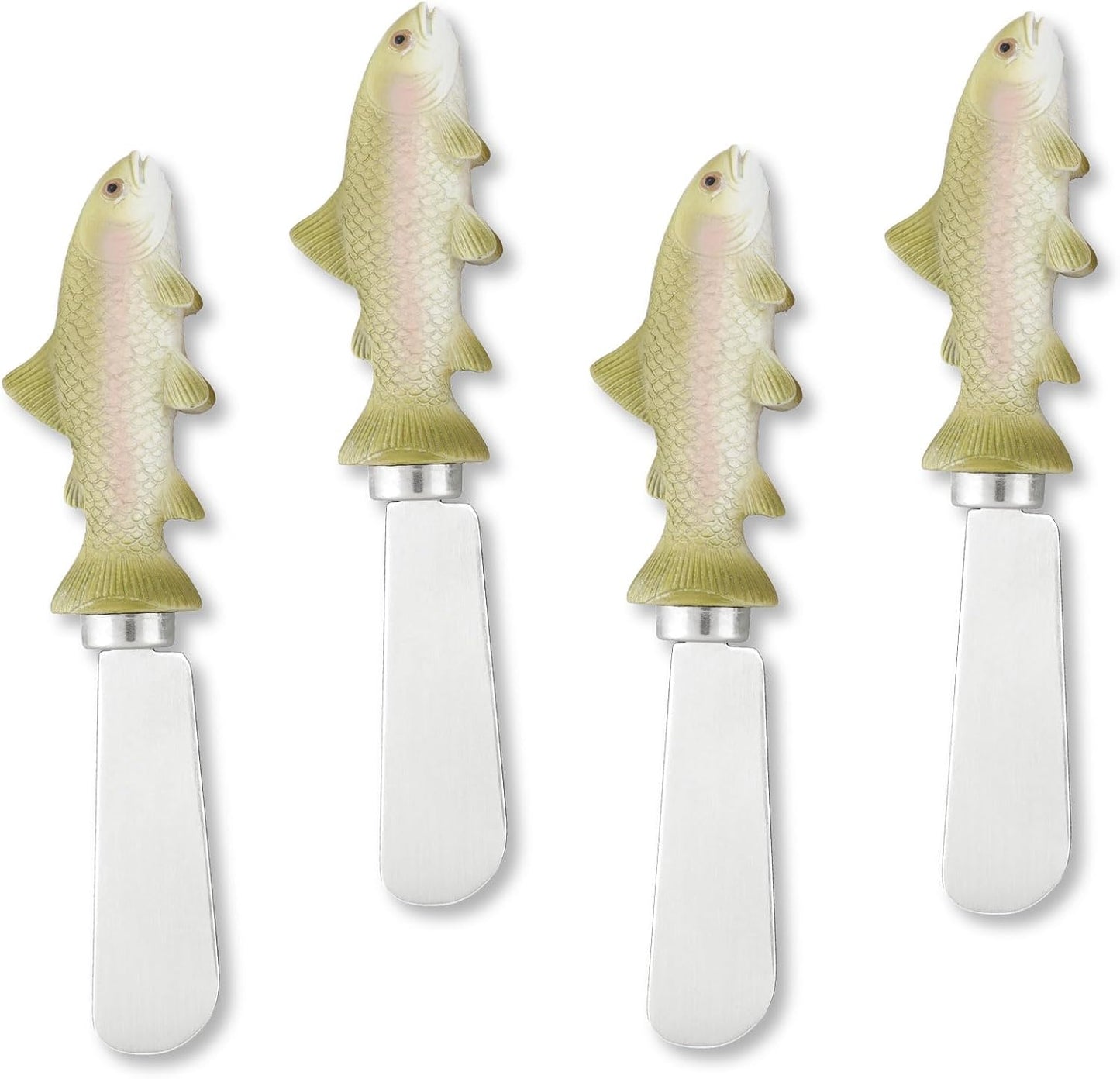UP UPware Sea Turtle Cheese Spreaders, Hand-Painted Resin Handles with Stainless Steel Blades for Spreading Cream Cheese, Butter, Jam, or Sandwich, Set of 4