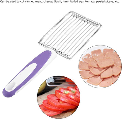Tomato Cutter, Stainless Luncheon Meat Cutter Tomato Slicers Fruits Cutter Stainless Steel Meat Cutter with Handle for Tomato Ham Egg(Purple)