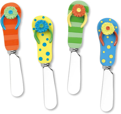 Supreme Housewares Seashell Cheese Spreaders, Hand-Painted Resin Handles with Stainless Steel Blades for Spreading Cream Cheese, Butter, and Jam, Assorted Designs, Set of 4