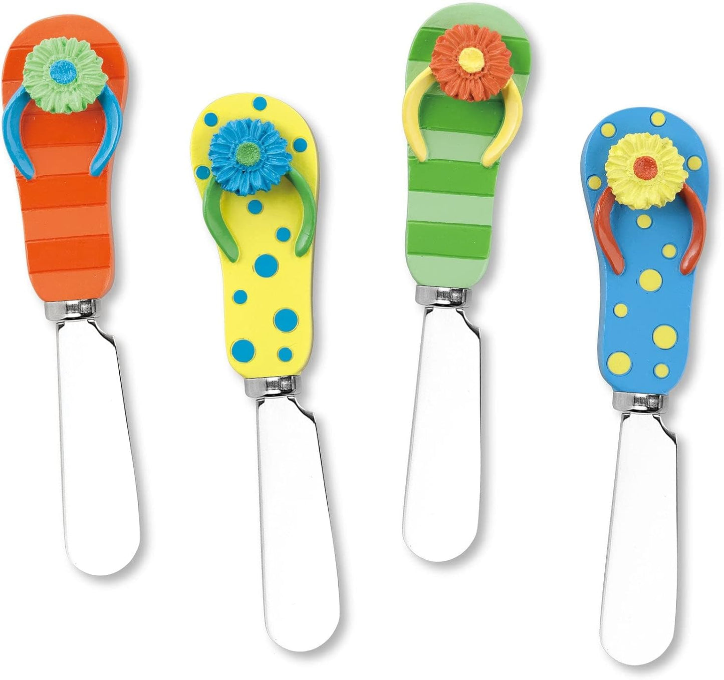 UP UPware Black Lighthouse Cheese Spreaders, Hand-Painted Resin Handles with Stainless Steel Blades for Spreading Cream Cheese, Butter, Jam, or Sandwich, Set of 4