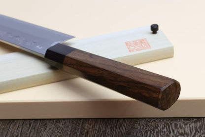 Yoshihiro Hongasumi Blue Steel Edo Usuba Traditional Japanese Vegetable Chopping Chef Knife (8.25'' (210mm), Rosewood Handle)