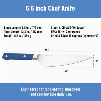 Misen 8" Chef Knife – High Carbon Japanese AUS-10 Stainless Steel – Hybrid German & Japanese Blade – Precision Kitchen Knife for Professionals & Home Cooks – Ultimate Cutting Performance - Green