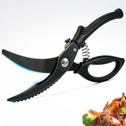 Kitchen Poultry Shears Heavy Duty, Stainless Steel Kitchen Meat Cutting Scissors for Food with Non-Slip Handle & Safety Lock, All Purpose Cooking Aid Scissors for Chicken, Bone, Turkey, Fish