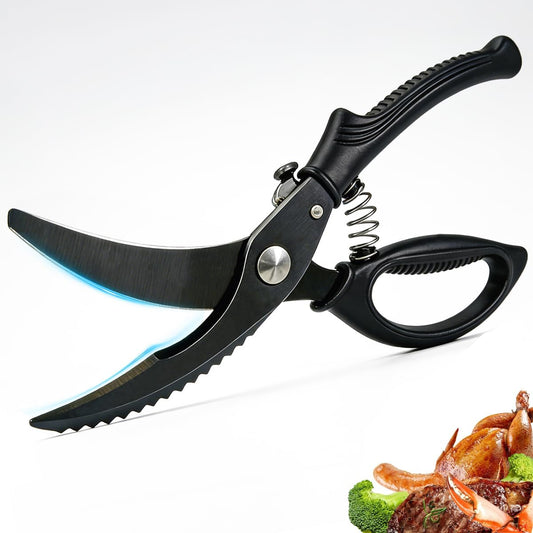 Kitchen Poultry Shears Heavy Duty, Stainless Steel Kitchen Meat Cutting Scissors for Food with Non-Slip Handle & Safety Lock, All Purpose Cooking Aid Scissors for Chicken, Bone, Turkey, Fish