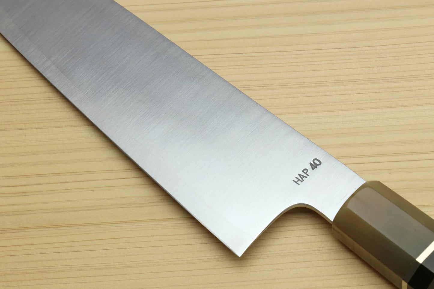 Yoshihiro HAP40 High Speed Stainless Steel Gyuto Chefs Knife Triple Ring Ebony Handle (8.25'' (210mm))