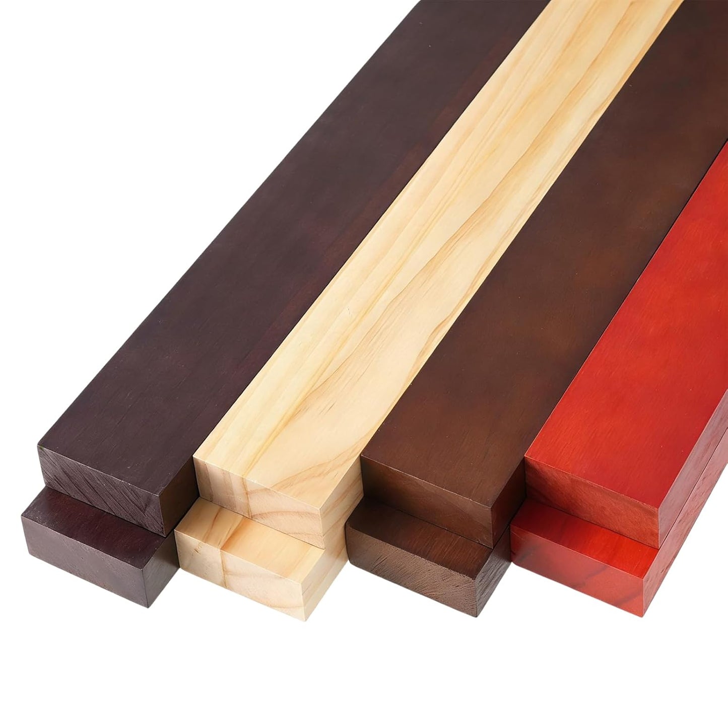 8 Pack Exotic Hardwood Kit with Purpleheart, Zebrawood, Padauk, Okoume Wood for Woodworking Cutting Boards Processing Wood Carving DIY Projects, 3/4"x 2" x 18"