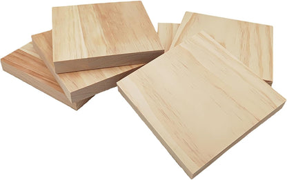 6PCS Unfinished Wood Square Blocks for Crafts, 6x6x1in Blank Wooden Squares Pine Wood Boards for Carving,DIY Wood Coasters,Painting & Burning