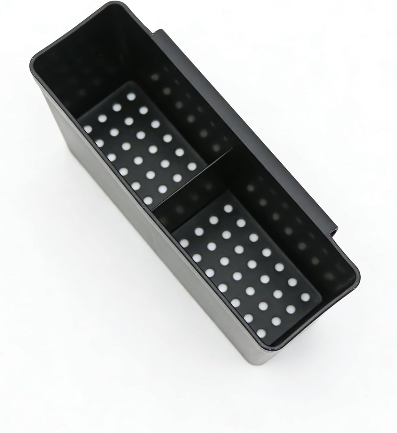SANNO Dish Rack Utensil Holder, Hanging Cutlery Drainer Caddy with Hooks, 2 Compartment Flatware Organizer for Forks, Spoons, Knives, Fits Over Most Dish Drying Racks, Black