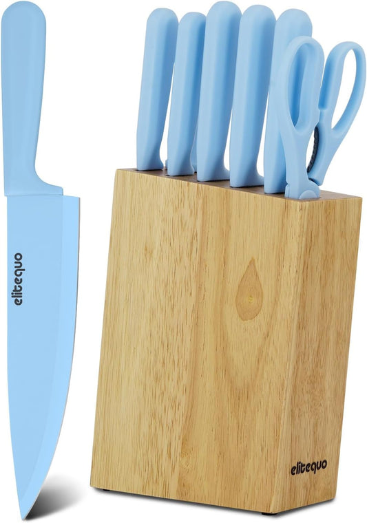 8 Piece Kitchen Knife Block Set with Sharpener,Dishwasher Safe,German Stainless Steel with Ergonomic Handle Anti-slip Handle