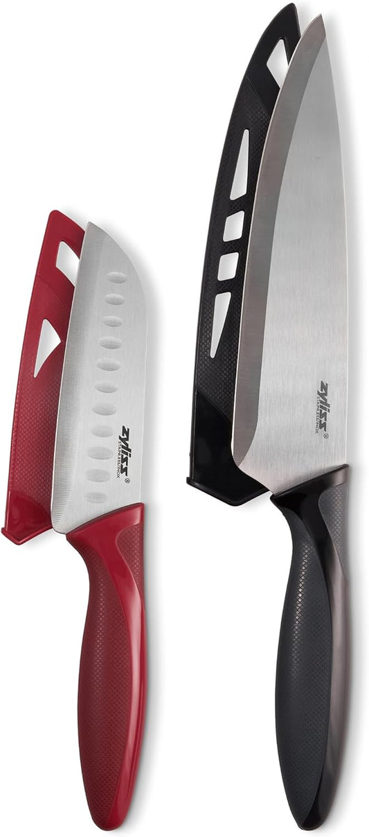 Zyliss 3 Piece Knife Value Set - Kitchen Knife Set - Kitchen Knife Set with Sheath Covers - Includes Paring, Serrated Paring & Utility Knives - Stainless Steel